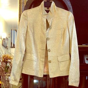 Gold lame croc print blazer